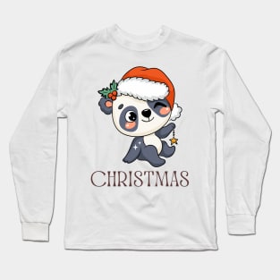 Christmas Panda Winking Celebration Long Sleeve T-Shirt